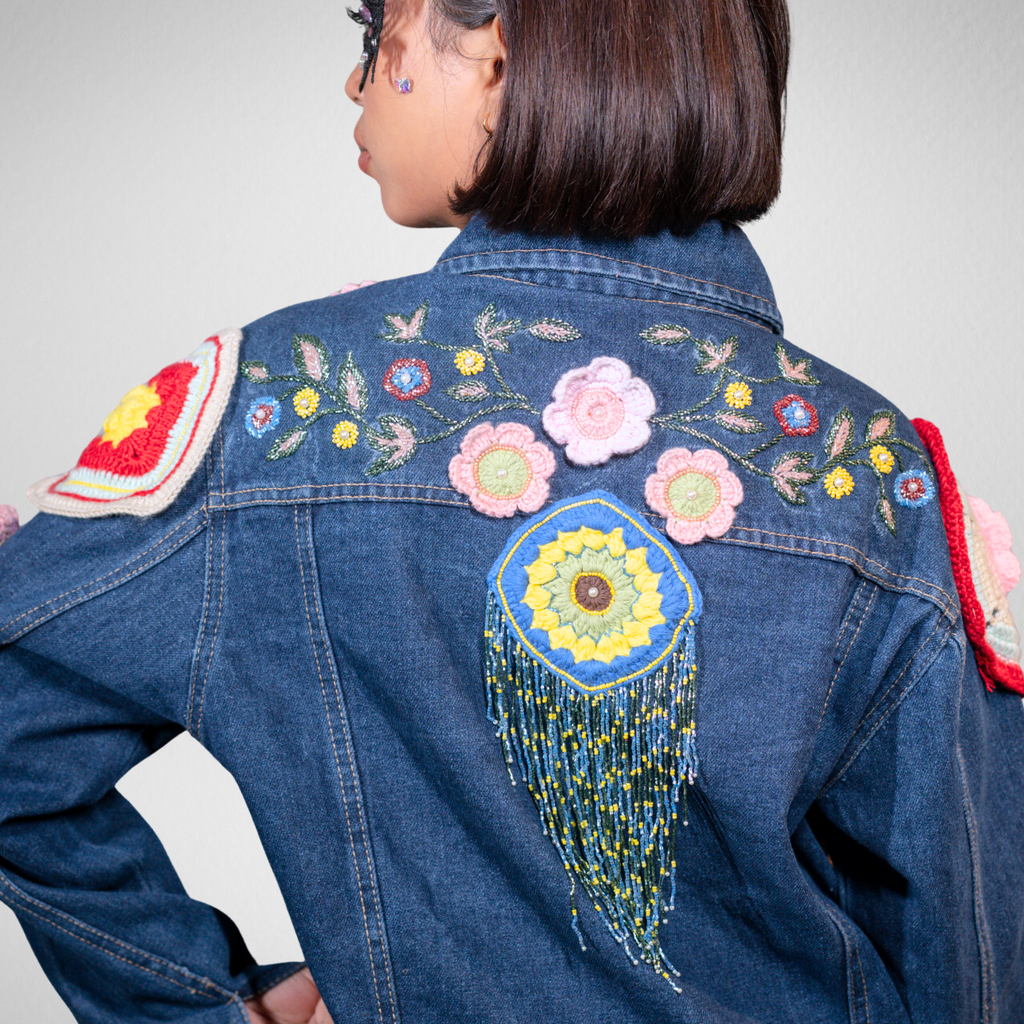 Drunk on Denim Rebel Pearl handmade denim jacket – best India made embroidered & pearl embellished design