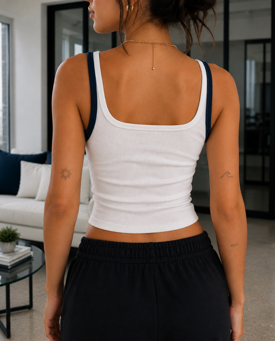 Groom's Team embroidered ribbed cotton tank top by Drunk on Denim