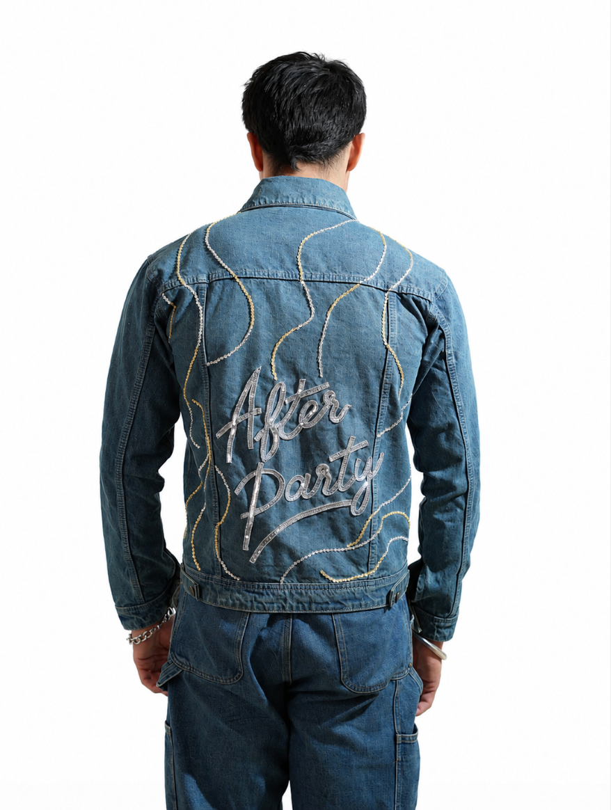 After Party hand-embroidered denim jacket by Drunk on Denim