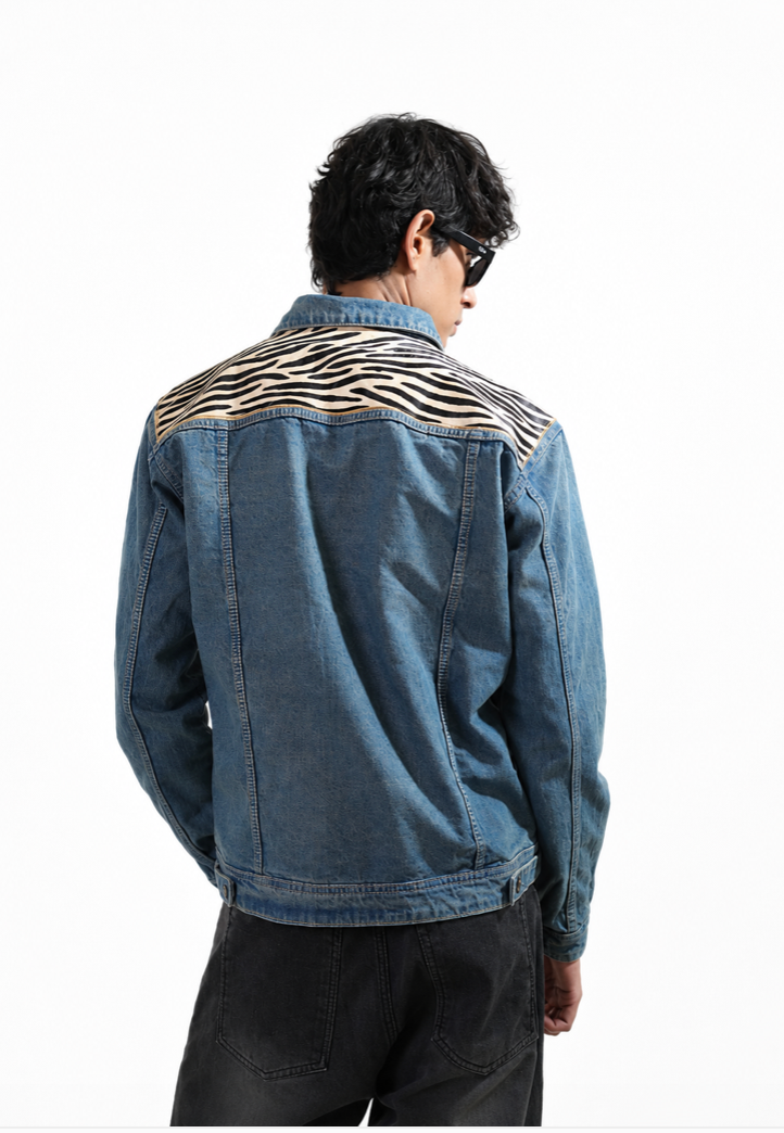Black and White hand-embroidered denim jacket by Drunk on Denim