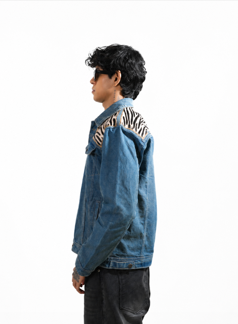 Black and White hand-embroidered denim jacket by Drunk on Denim