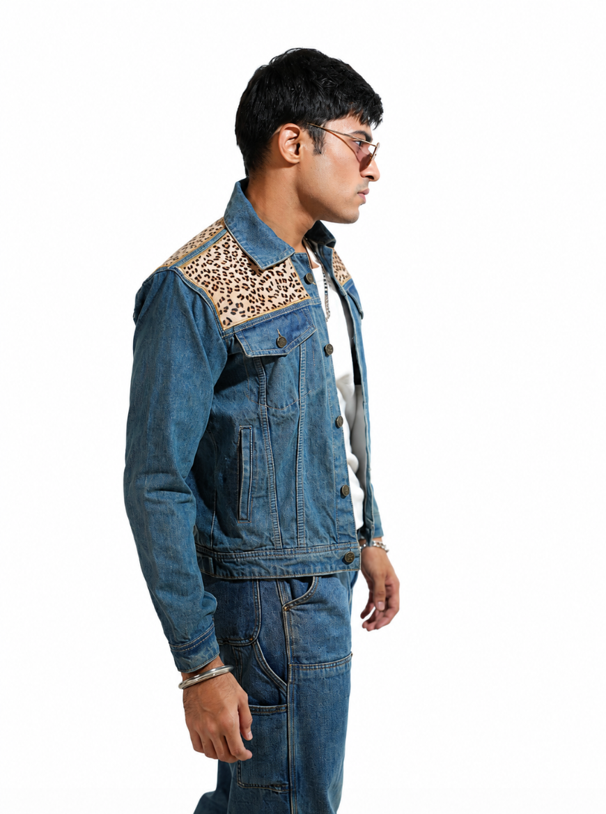 Cheetah 2.0 hand-embroidered denim jacket by Drunk on Denim