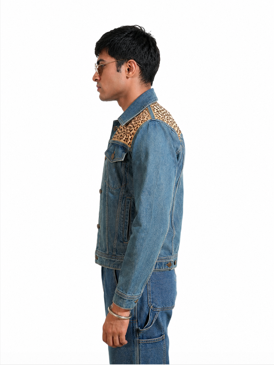 Cheetah 2.0 hand-embroidered denim jacket by Drunk on Denim