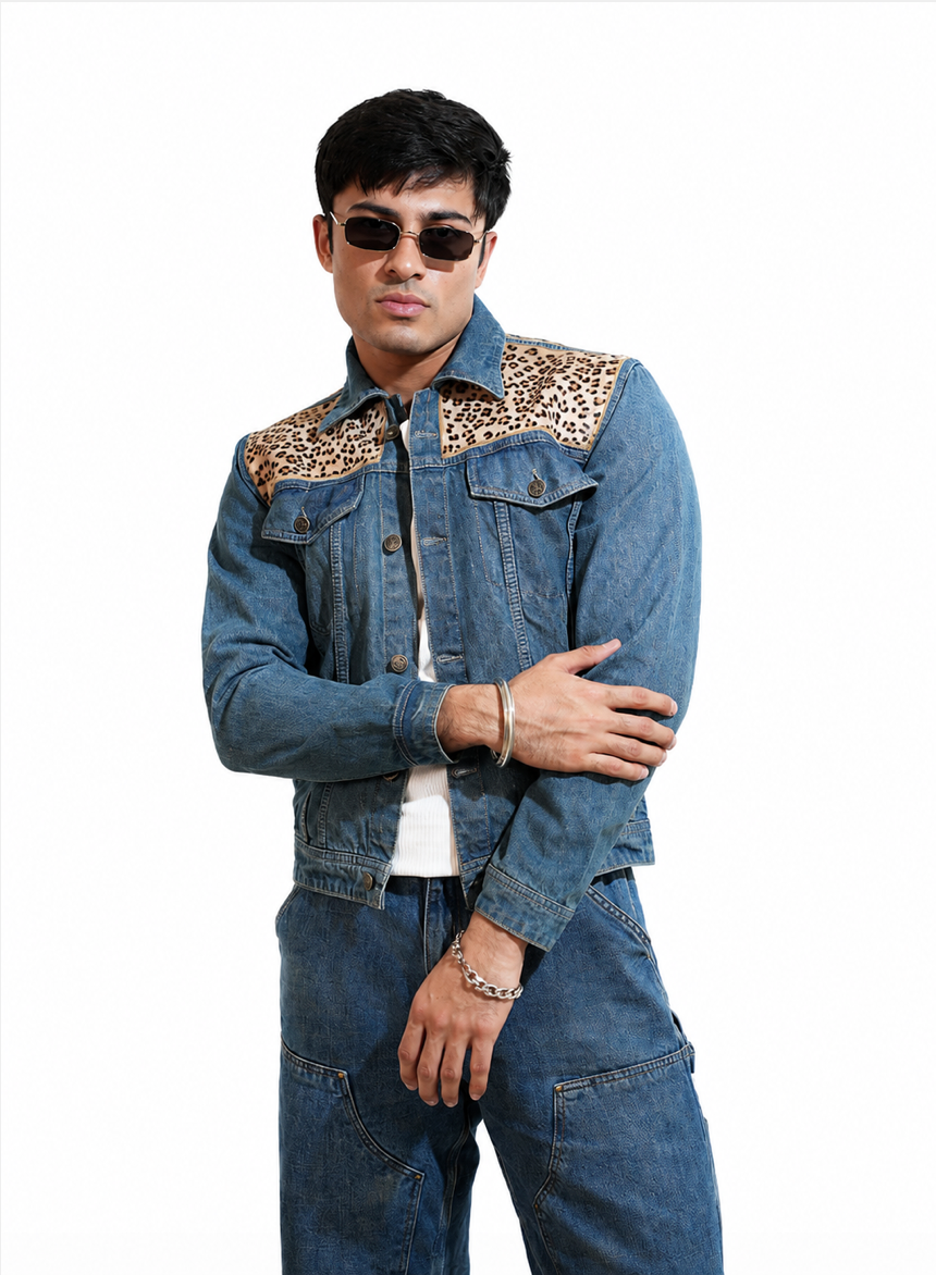 Cheetah 2.0 hand-embroidered denim jacket by Drunk on Denim