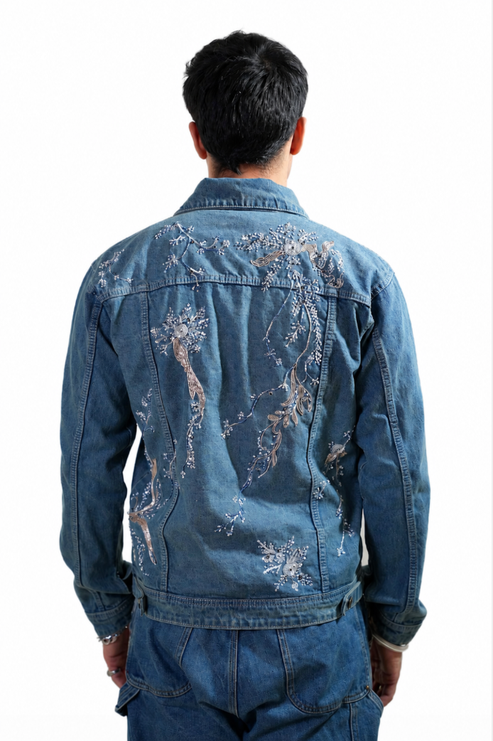 Galaxy hand-embroidered denim jacket by Drunk on Denim