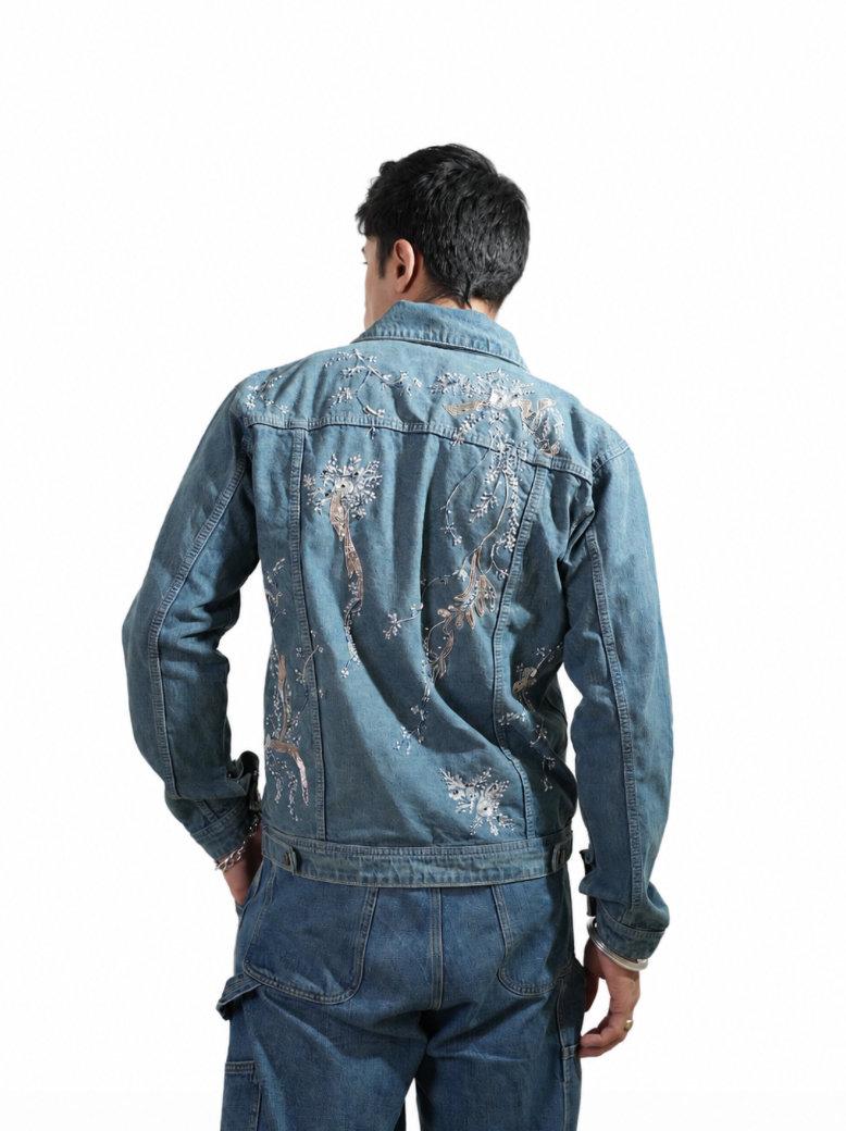 Galaxy hand-embroidered denim jacket by Drunk on Denim