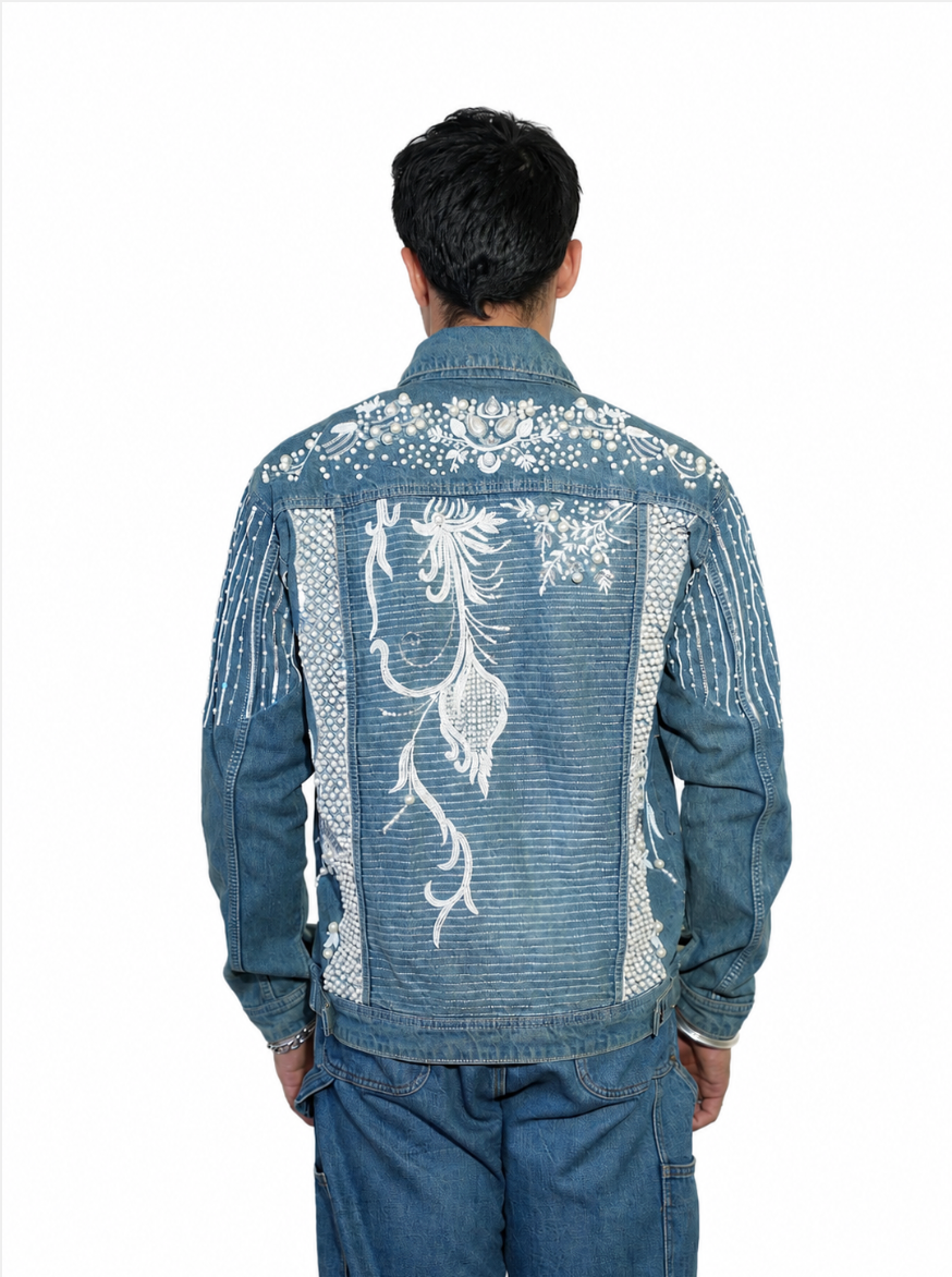 Salt Water 2.0 hand-embroidered denim jacket by Drunk on Denim