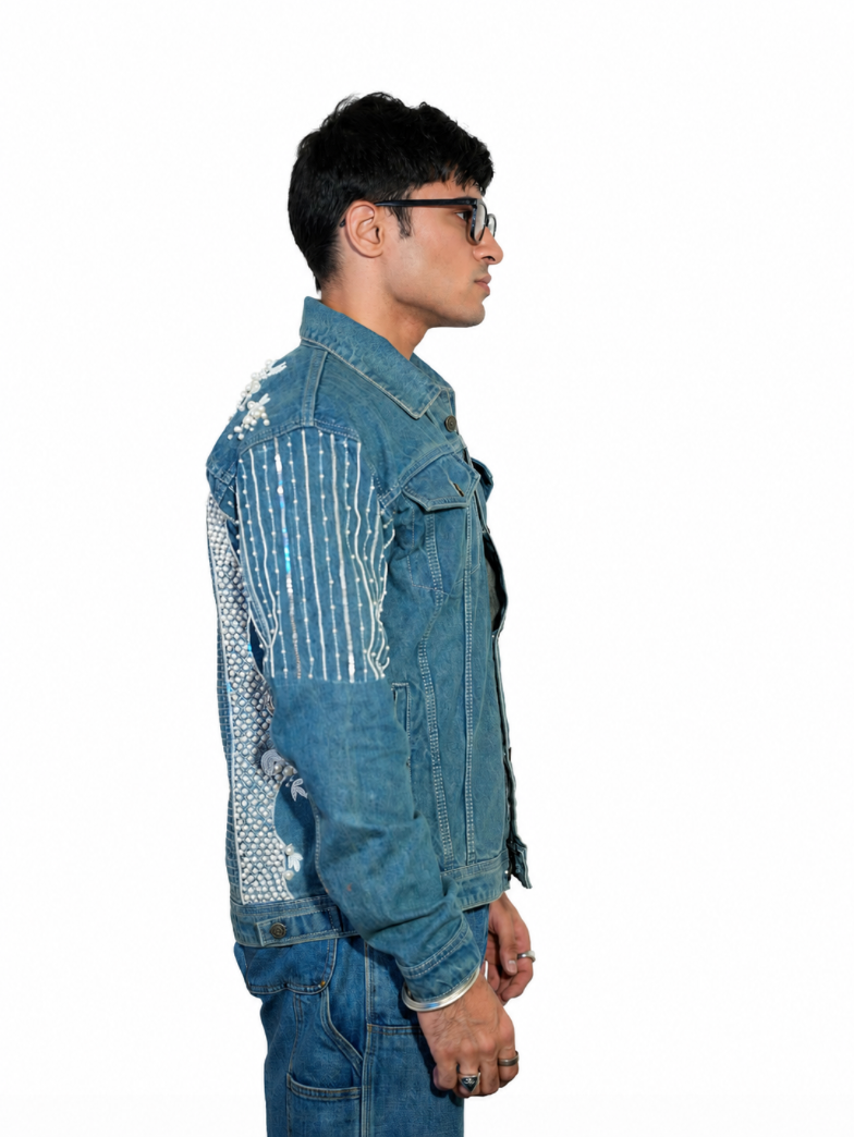 Salt Water 2.0 hand-embroidered denim jacket by Drunk on Denim