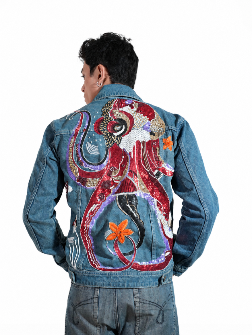 Untouchable hand-embroidered denim jacket by Drunk on Denim