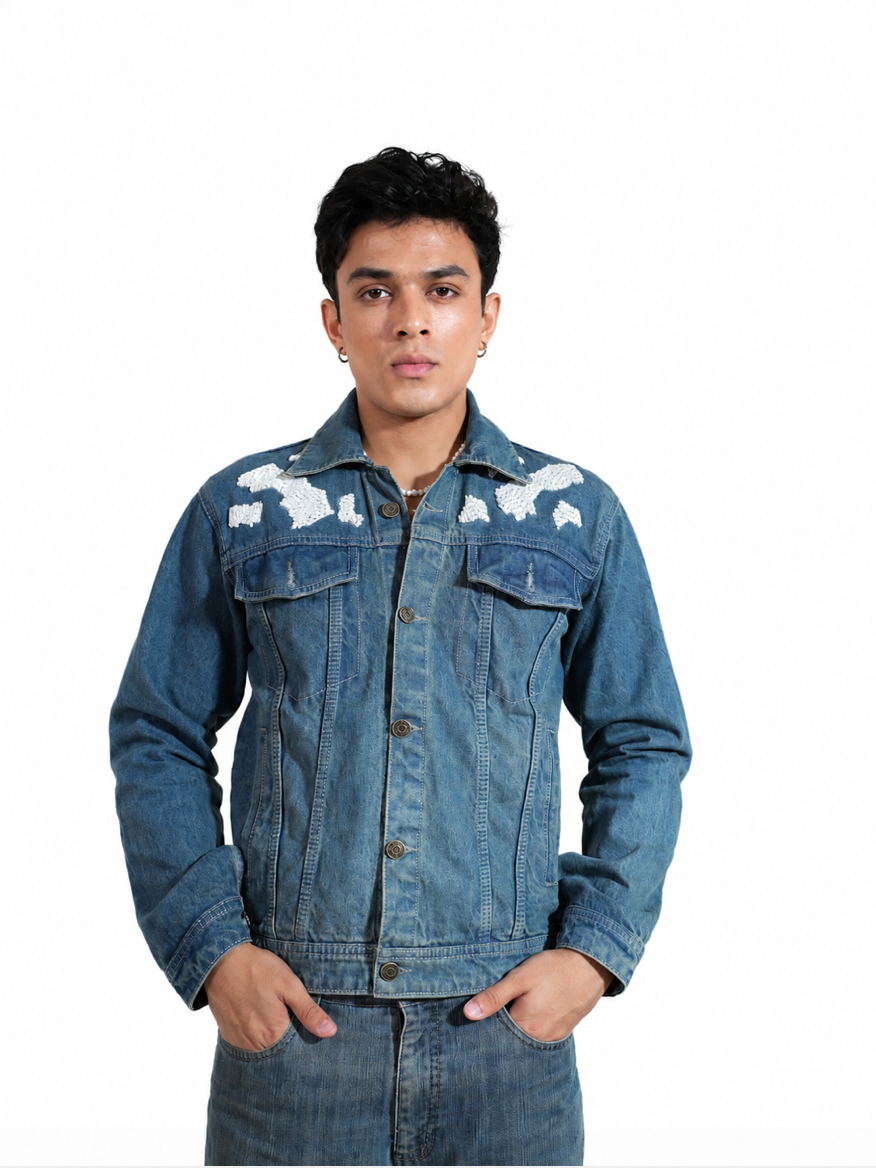 Untouchable hand-embroidered denim jacket by Drunk on Denim