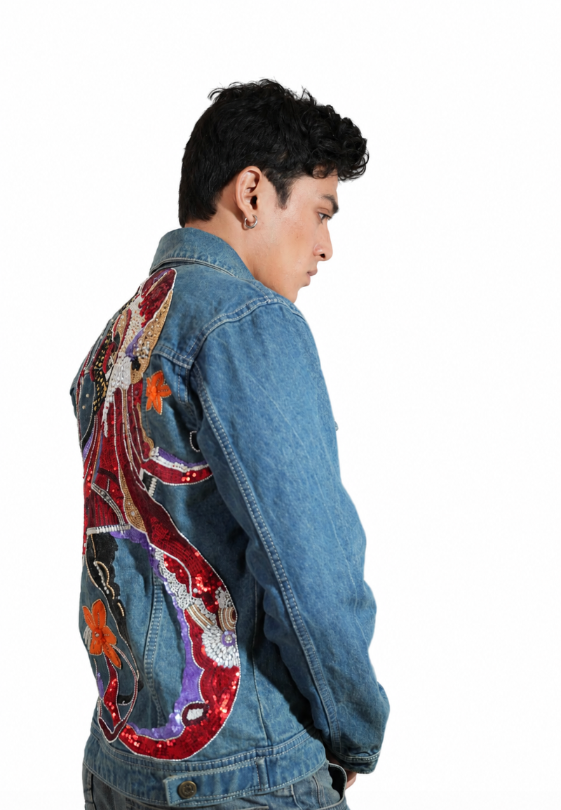 Untouchable hand-embroidered denim jacket by Drunk on Denim