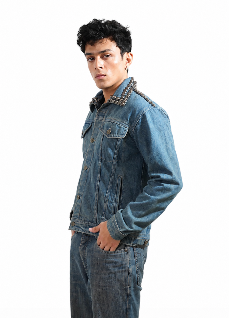 Warrior hand-embroidered denim jacket by Drunk on Denim